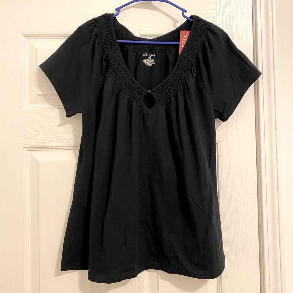 Merona Black Keyhole Blouse XXL
